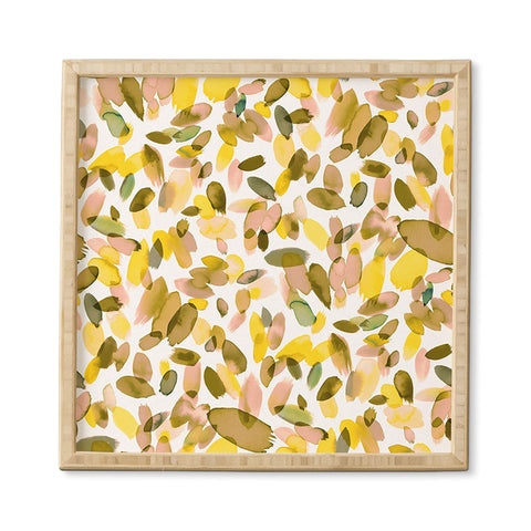 Ninola Design Yellow flower petals abstract stains Framed Wall Art