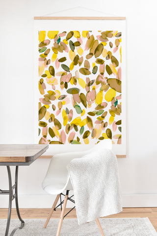 Ninola Design Yellow flower petals abstract stains Art Print And Hanger