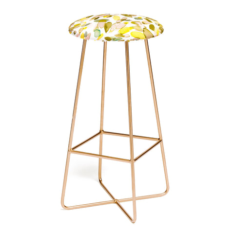 Ninola Design Yellow flower petals abstract stains Bar Stool