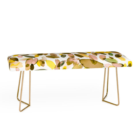 Ninola Design Yellow flower petals abstract stains Bench