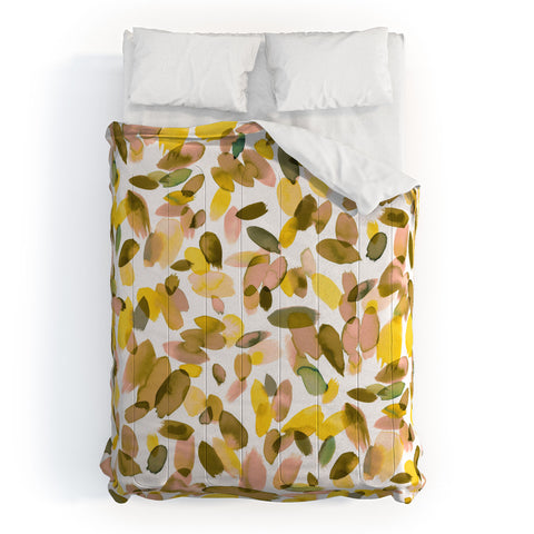 Ninola Design Yellow flower petals abstract stains Comforter