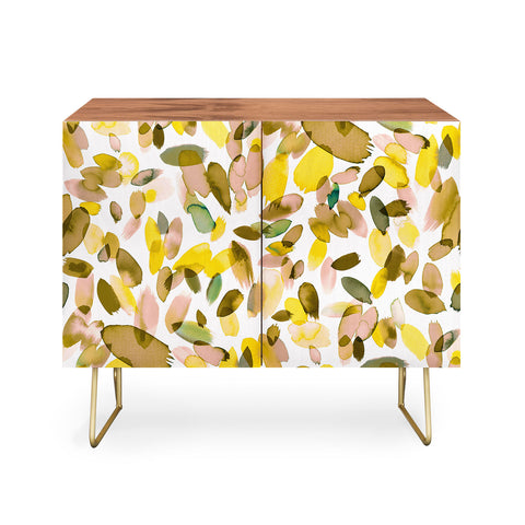 Ninola Design Yellow flower petals abstract stains Credenza