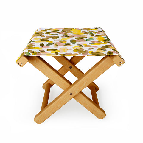 Ninola Design Yellow flower petals abstract stains Folding Stool