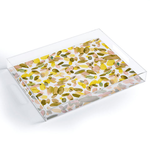 Ninola Design Yellow flower petals abstract stains Acrylic Tray