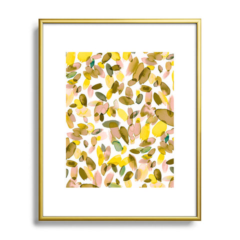 Ninola Design Yellow flower petals abstract stains Metal Framed Art Print