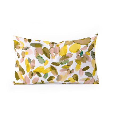 Ninola Design Yellow flower petals abstract stains Oblong Throw Pillow
