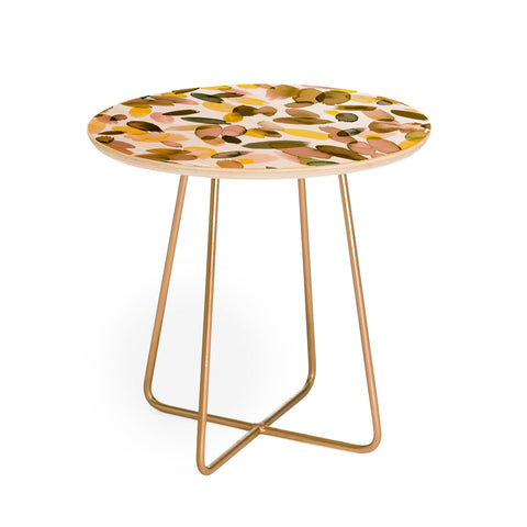 Ninola Design Yellow flower petals abstract stains Round Side Table