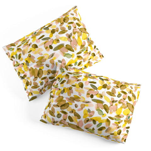 Ninola Design Yellow flower petals abstract stains Pillow Shams