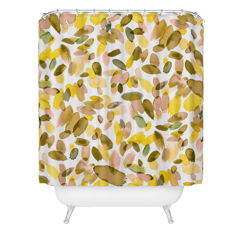 Ninola Design Yellow flower petals abstract stains Shower Curtain