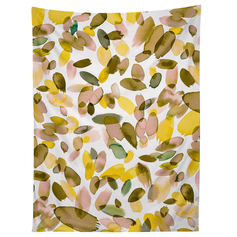 Ninola Design Yellow flower petals abstract stains Tapestry