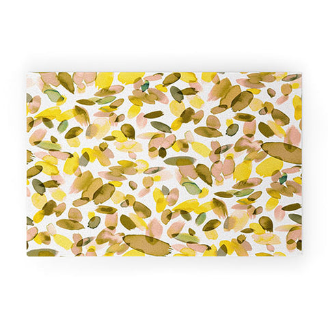 Ninola Design Yellow flower petals abstract stains Welcome Mat