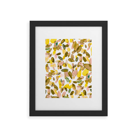 Ninola Design Yellow flower petals abstract stains Framed Art Print