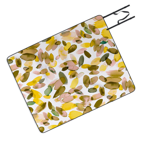 Ninola Design Yellow flower petals abstract stains Picnic Blanket
