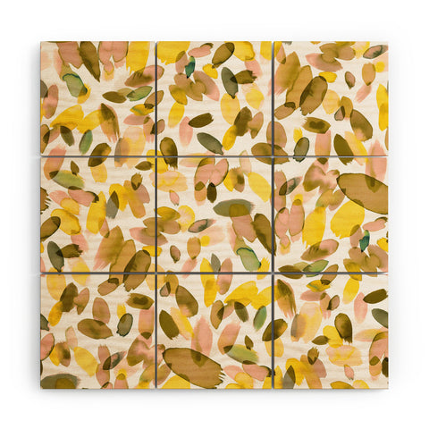 Ninola Design Yellow flower petals abstract stains Wood Wall Mural