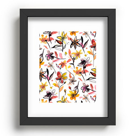 Ninola Design Yellow Ink Flowers Recessed Framing Rectangle