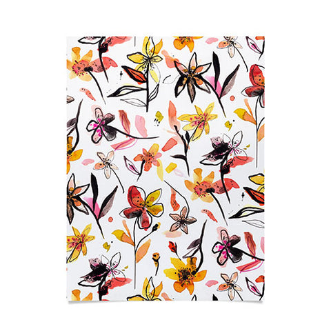 Ninola Design Yellow Ink Flowers Poster