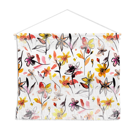 Ninola Design Yellow Ink Flowers Wall Hanging Landscape