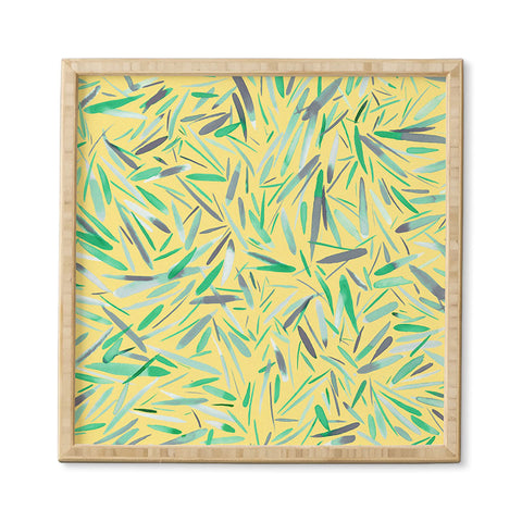 Ninola Design Yellow spring rain stripes abstract Framed Wall Art