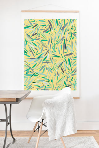Ninola Design Yellow spring rain stripes abstract Art Print And Hanger