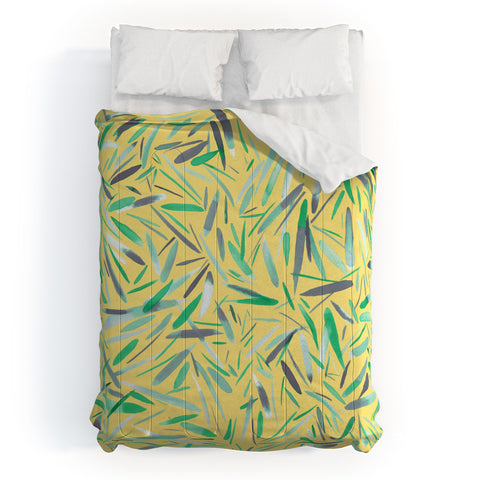 Ninola Design Yellow spring rain stripes abstract Comforter