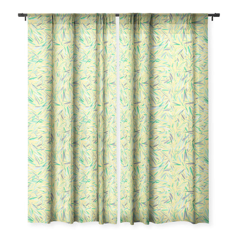 Ninola Design Yellow spring rain stripes abstract Sheer Window Curtain