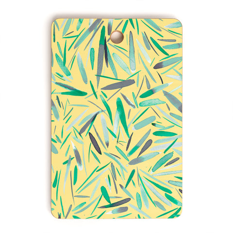 Ninola Design Yellow spring rain stripes abstract Cutting Board Rectangle