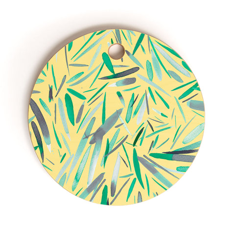Ninola Design Yellow spring rain stripes abstract Cutting Board Round