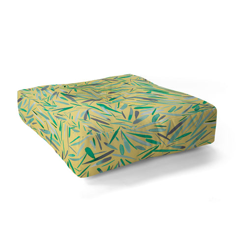 Ninola Design Yellow spring rain stripes abstract Floor Pillow Square