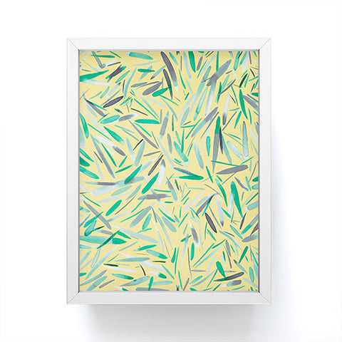 Ninola Design Yellow spring rain stripes abstract Framed Mini Art Print