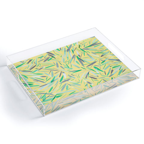 Ninola Design Yellow spring rain stripes abstract Acrylic Tray