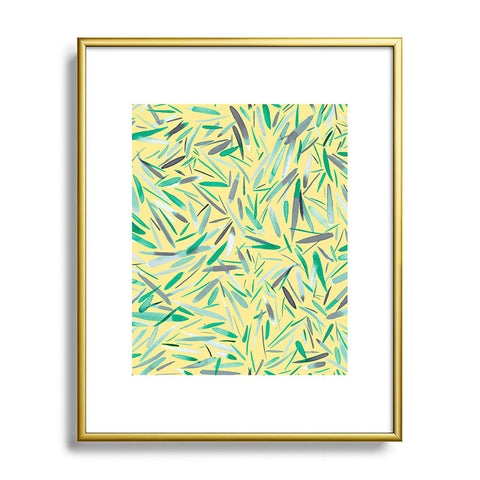 Ninola Design Yellow spring rain stripes abstract Metal Framed Art Print