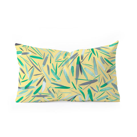 Ninola Design Yellow spring rain stripes abstract Oblong Throw Pillow