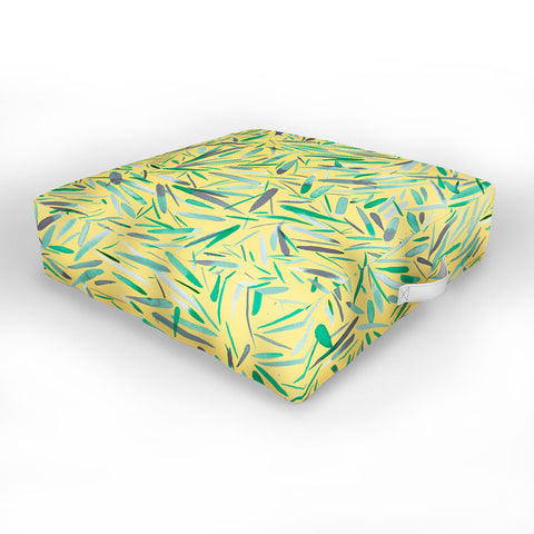 Ninola Design Yellow spring rain stripes abstract Outdoor Floor Cushion