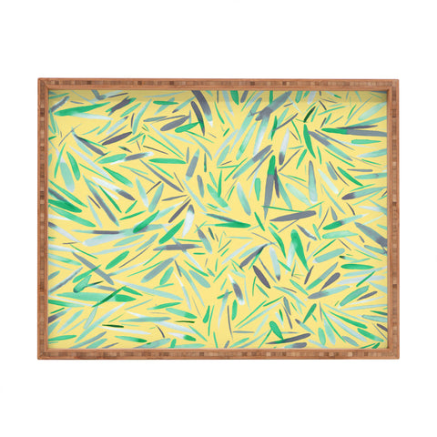 Ninola Design Yellow spring rain stripes abstract Rectangular Tray