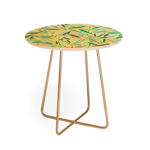 Ninola Design Yellow spring rain stripes abstract Round Side Table
