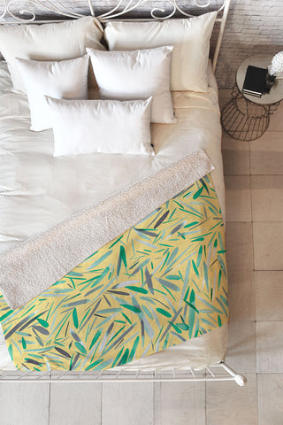 Ninola Design Yellow spring rain stripes abstract Fleece Throw Blanket