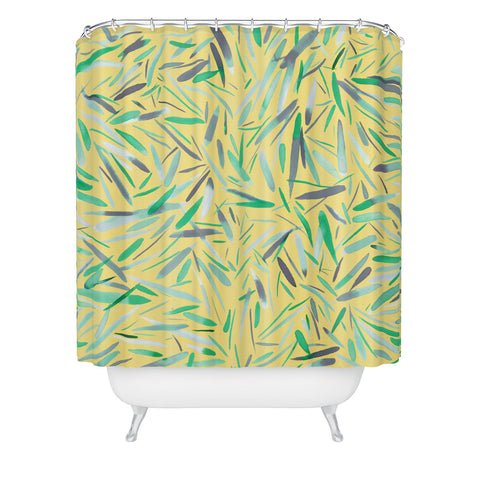 Ninola Design Yellow spring rain stripes abstract Shower Curtain