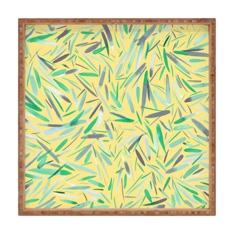 Ninola Design Yellow spring rain stripes abstract Square Tray