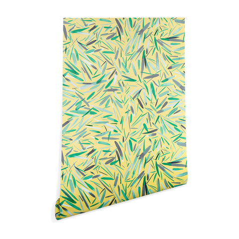 Ninola Design Yellow spring rain stripes abstract Wallpaper
