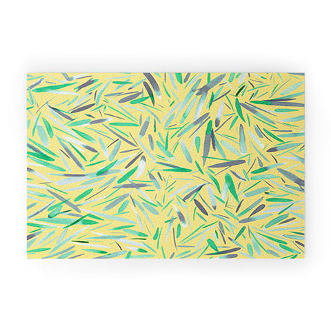 Ninola Design Yellow spring rain stripes abstract Welcome Mat