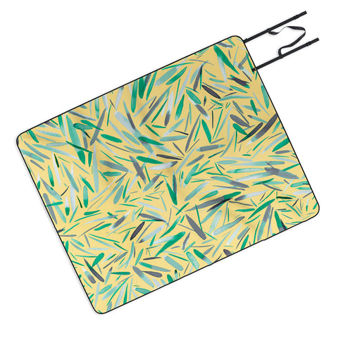 Ninola Design Yellow spring rain stripes abstract Picnic Blanket