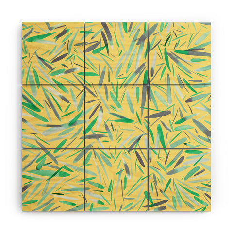 Ninola Design Yellow spring rain stripes abstract Wood Wall Mural
