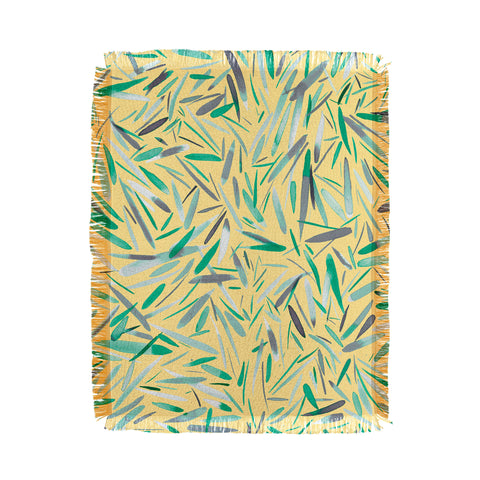 Ninola Design Yellow spring rain stripes abstract Throw Blanket