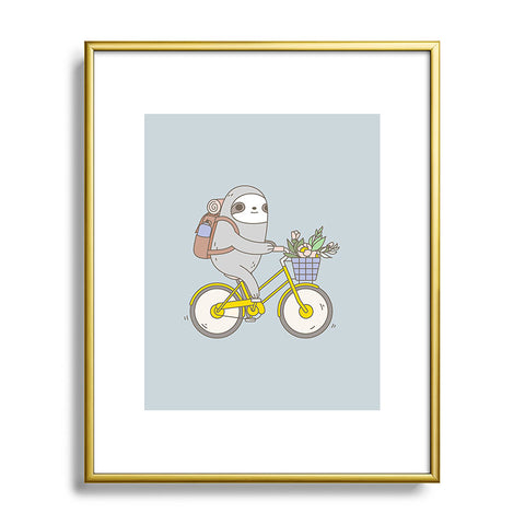 Noristudio Biking Sloth Metal Framed Art Print