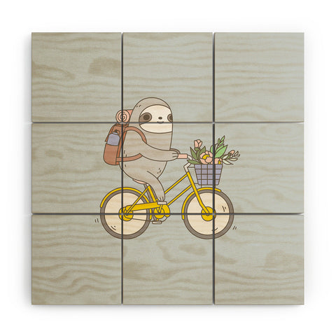 Noristudio Biking Sloth Wood Wall Mural