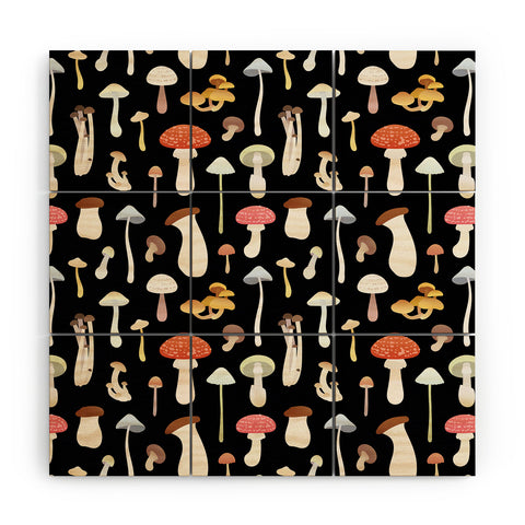Noristudio Dreamy Mushrooms Pattern Wood Wall Mural