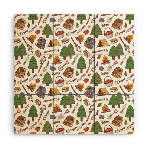 Noristudio Summer Camp Pattern Wood Wall Mural