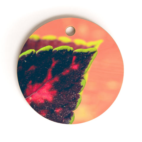 Olivia St Claire Coleus on Red Table Cutting Board Round