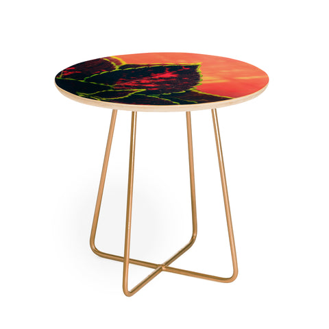 Olivia St Claire Coleus on Red Table Round Side Table