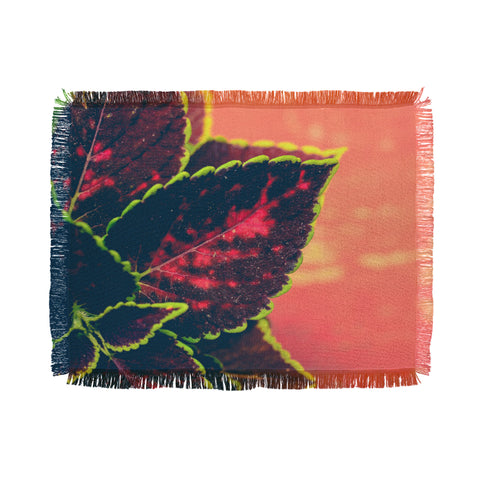 Olivia St Claire Coleus on Red Table Throw Blanket